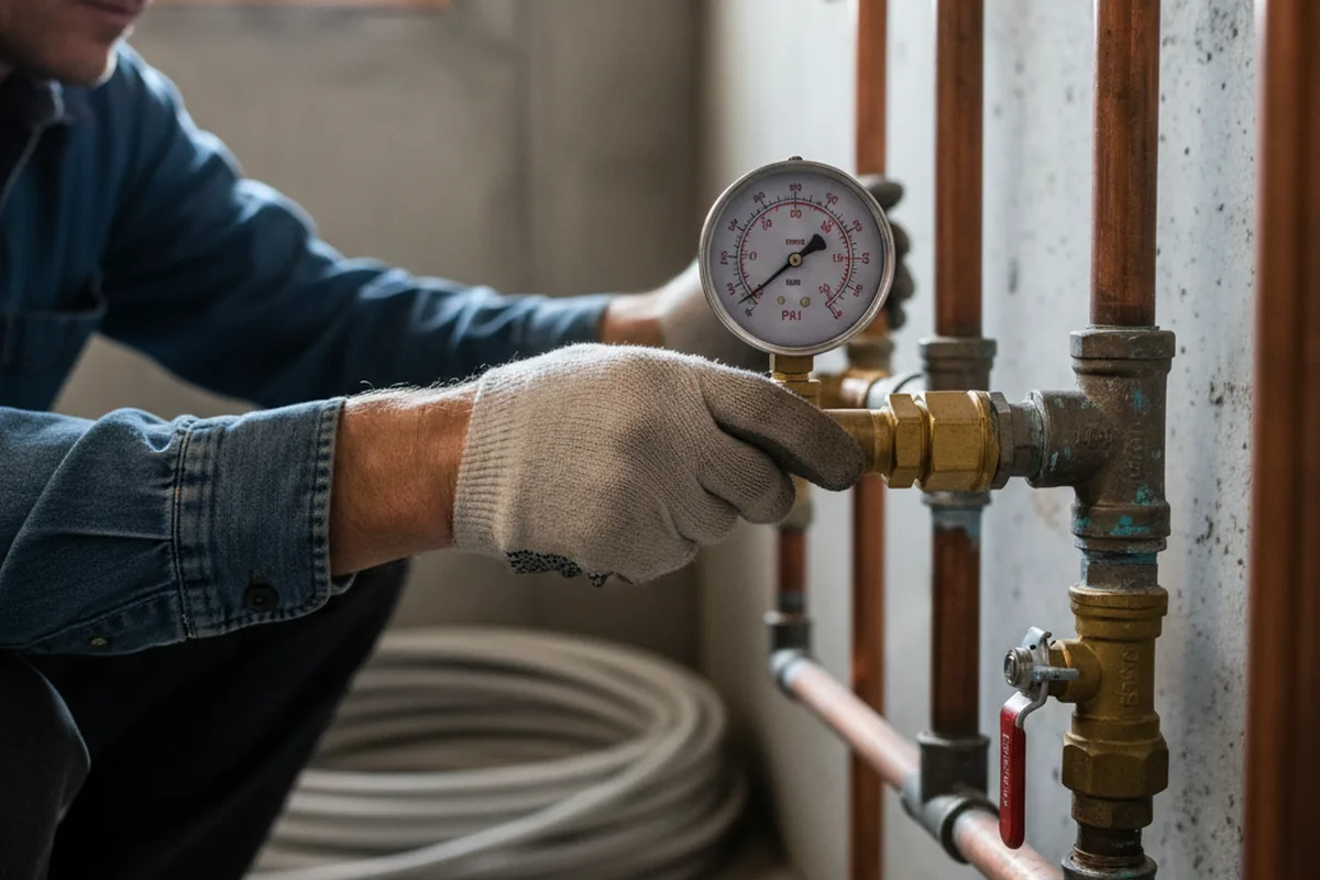 Pressure testing a repaired line during Water Line Repair in Melfa